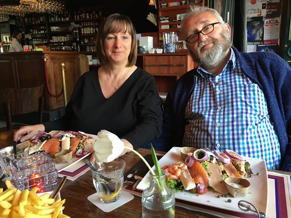 2 mai 2016 dans un resto à Maastricht avec Pati de JL