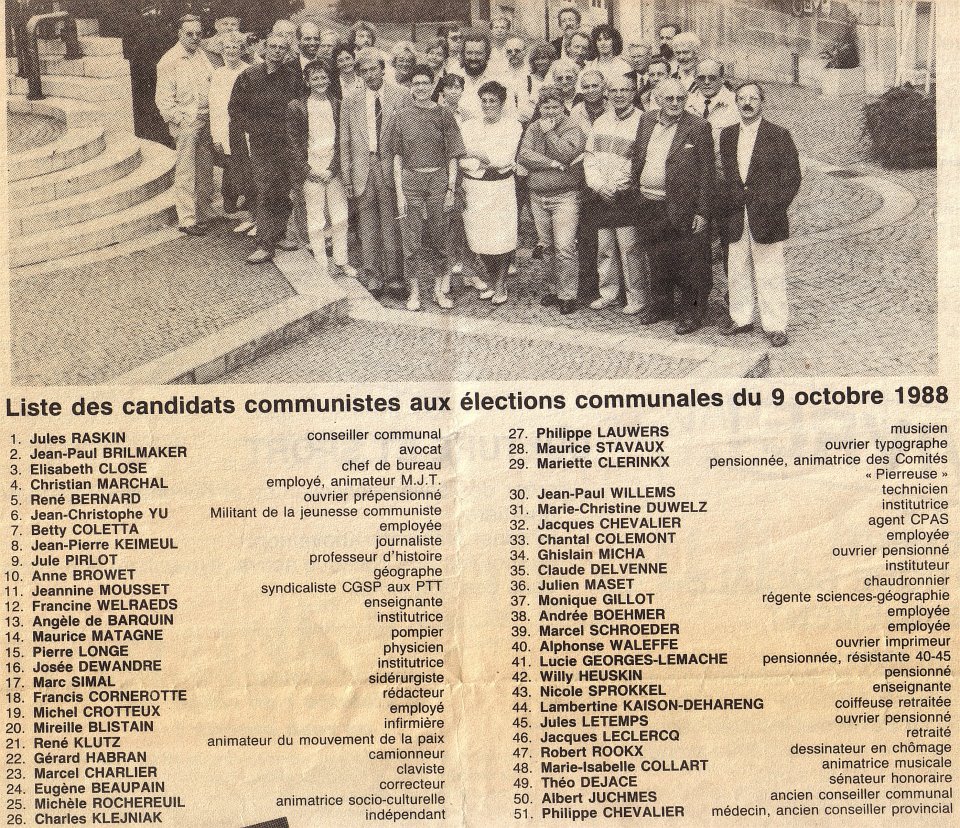 Journal électoral PC communal de Liège en 1988