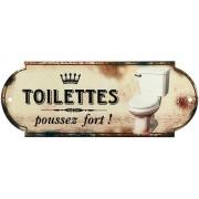 Panneau de porte plaque en metal vintage toilettes poussez fort pas cher