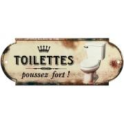 Panneau de porte plaque en metal vintage toilettes poussez fort pas cher